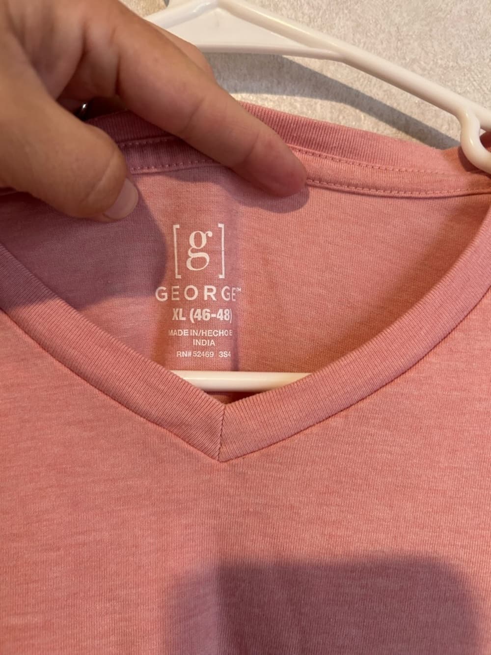 Women’s George Pink V Neck Short Sleeve Tee Shirt Size XL