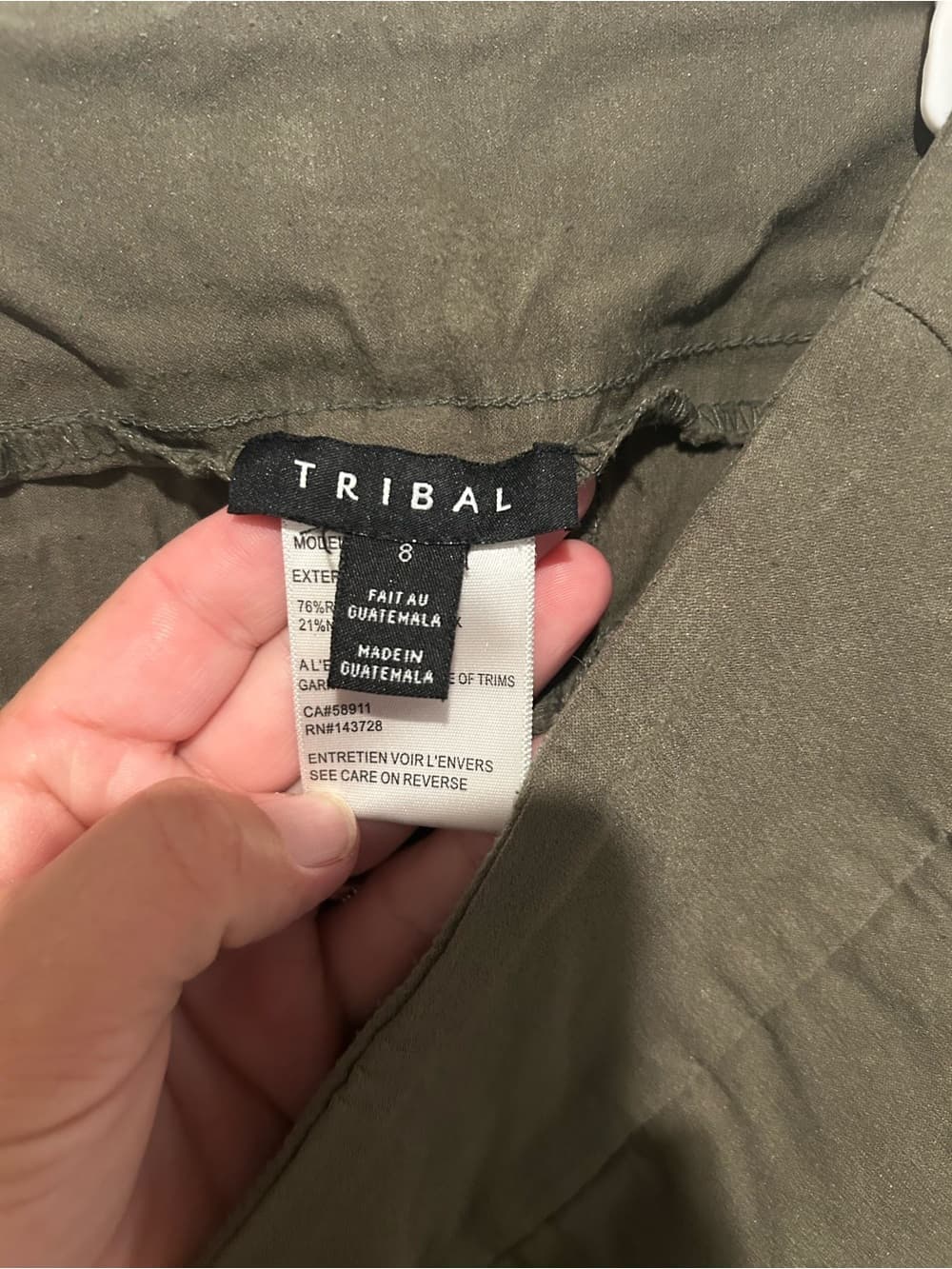 Tribal Pull On Straight Pant With Pocket Accents and Flatten It, Green, Size 8 - Thumbnail 2