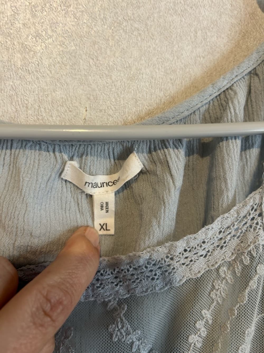 Women’s Maurice’s Baby Blue Tank Top Lightweight With Lace Size XL