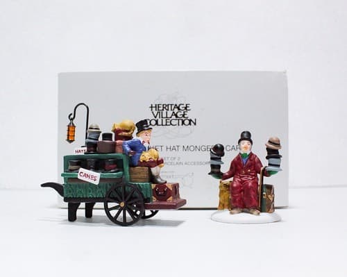Department 56 Chelsea Market Hat Monger & Cart Heritage Village Holiday Figures - Thumbnail 2
