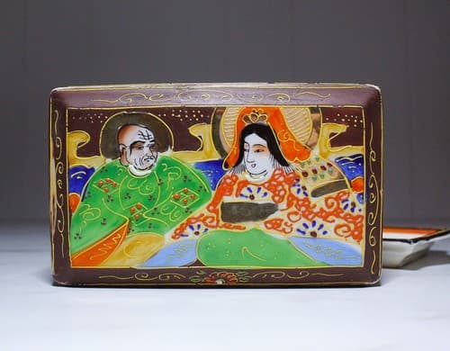 Japanese Satsuma T&T Porcelain Hand Painted Covered Serving Butter Dish Vintage - Thumbnail 5