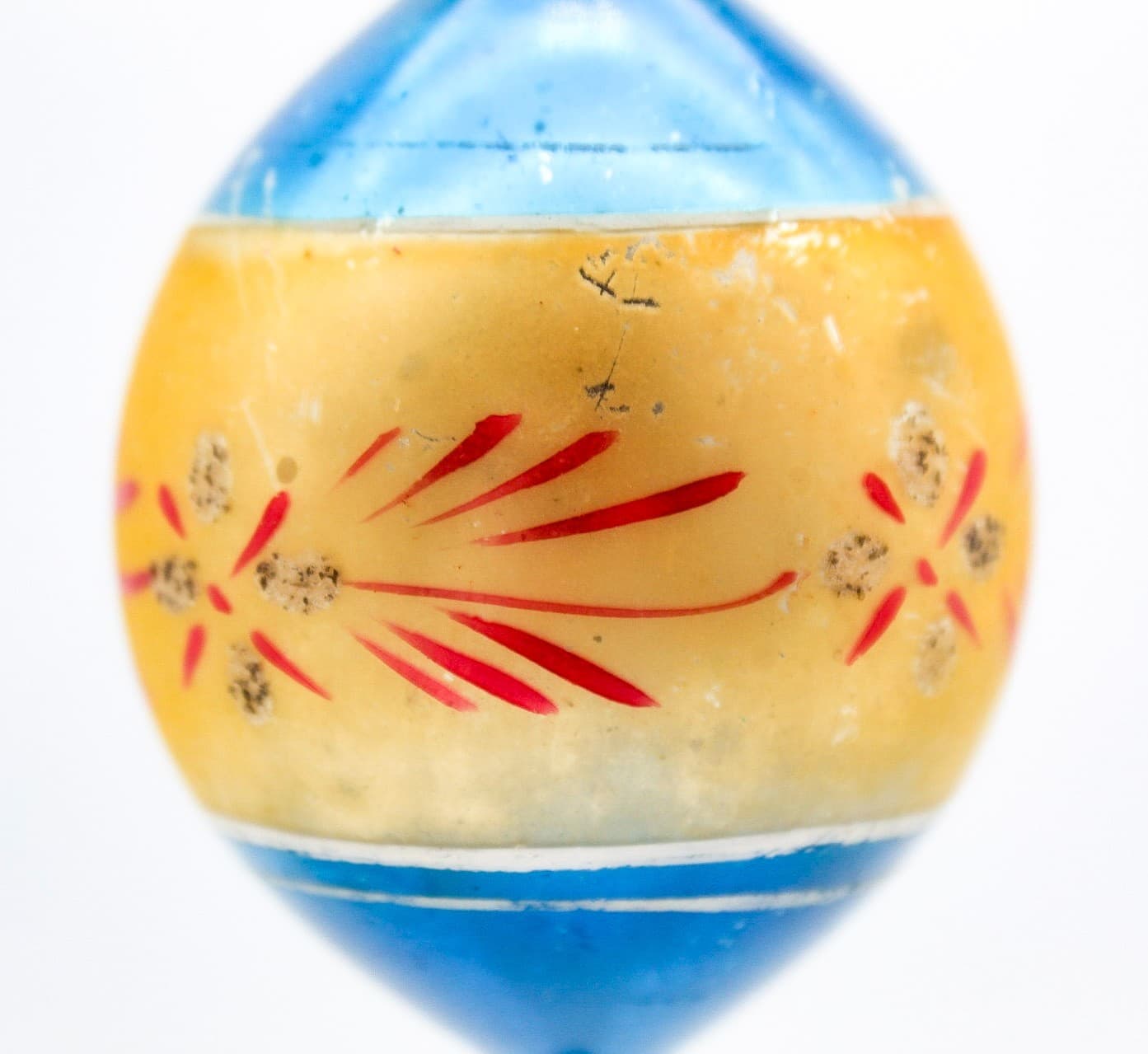Vintage Poland Blue Gold Hand Painted Mercury Glass Teardrop Christmas Ornament - Thumbnail 3