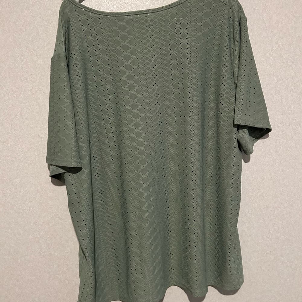 Beautiful Women’s Plus Size Blouse Top, Lace Design, Size 5XL, Green, Spring - Thumbnail 2