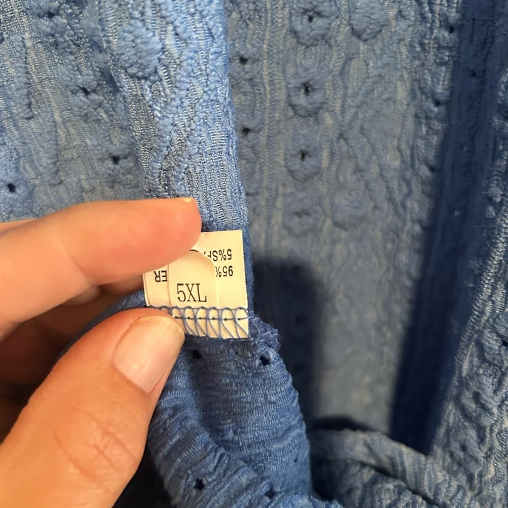 Women’s Plus Size, Blue Lace Blouse, Size 5XL, Great For Spring And Summer.