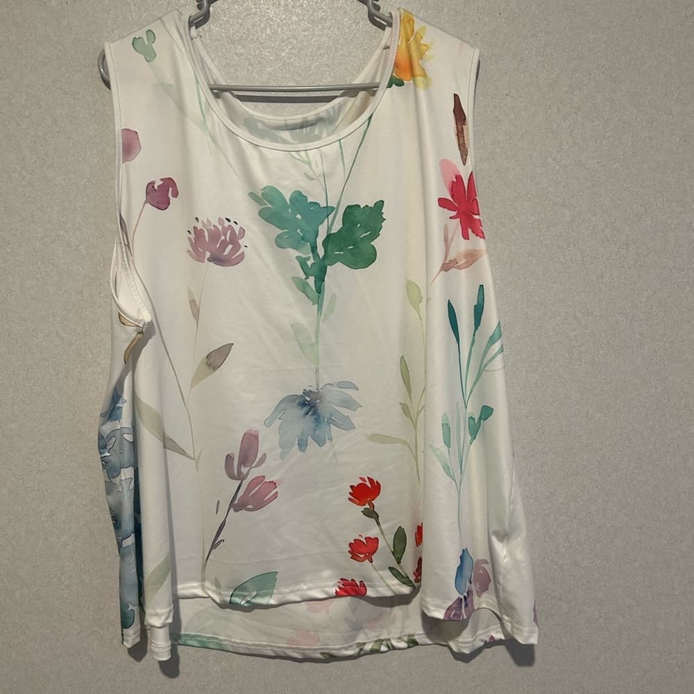 Womens Plus Size, Spring Two Piece Set, Tank Top And Pants, Floral, 5XL - Thumbnail 3