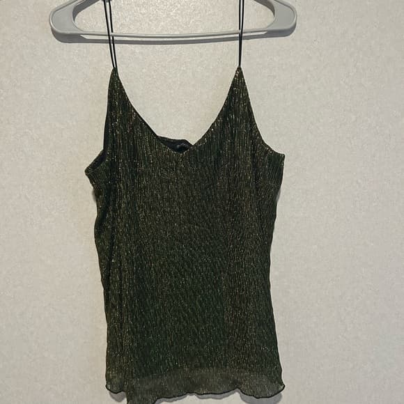Women’s Zenobia Shimmer Glitter Tank Top, Double Layer, Green, Yellow, XL - Thumbnail 5