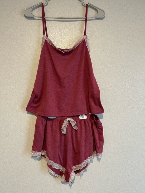 Women’s Two Piece Sleep Set, Pink With Lace On Top And Bottom, Size XL - Thumbnail 4