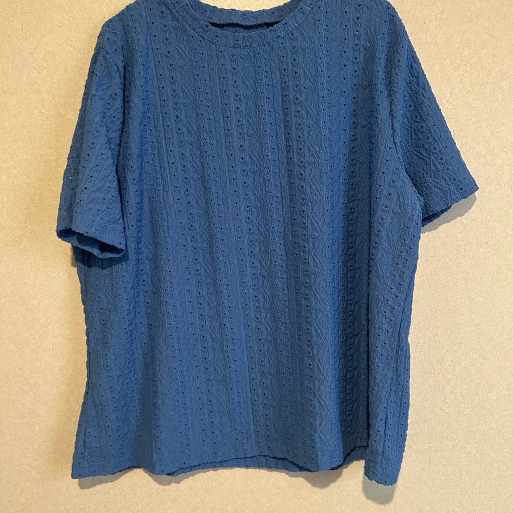 Women’s Plus Size, Blue Lace Blouse, Size 5XL, Great For Spring And Summer. - Thumbnail 3