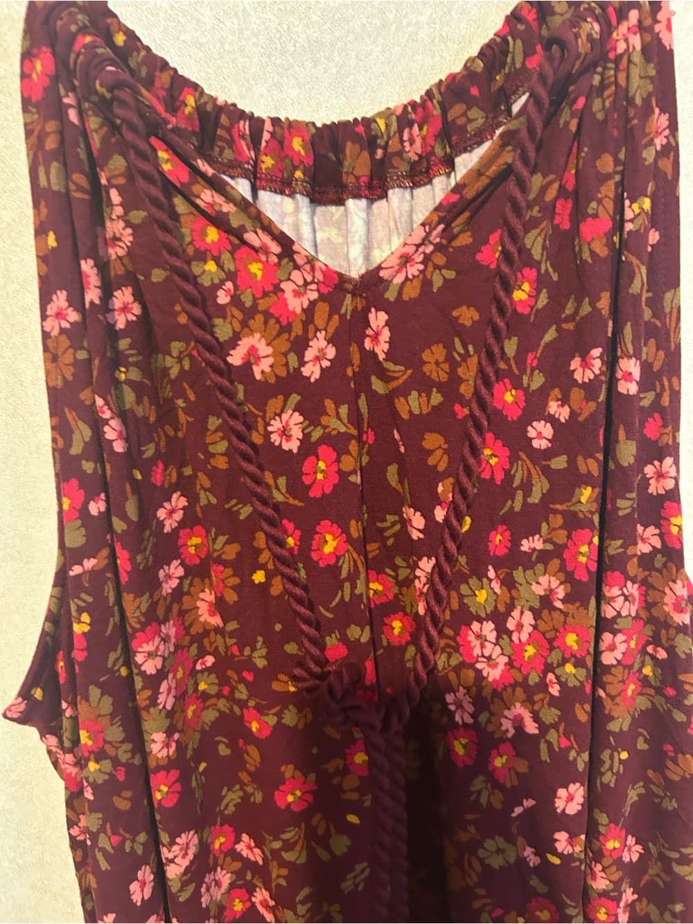 Women’s Plus Size Midi Floral Dress With Rope Accent Stripes Size XXXL (22) - Thumbnail 3