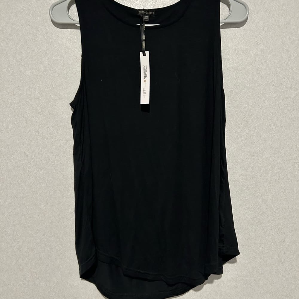NWT Beautiful Women’s Black Tank Top, Coco And Carmen, Round Neck, Size S/M - Thumbnail 3