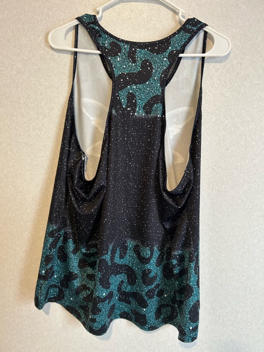Women’s Plus Size Sports Tank Top Black And Teal With Animal Design 5XL - Thumbnail 3