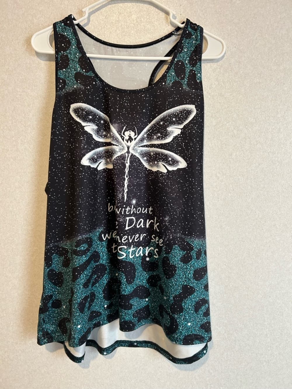 Women’s Plus Size Sports Tank Top Black And Teal With Animal Design 5XL - Thumbnail 4