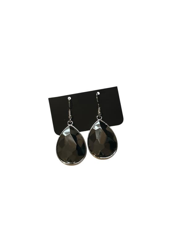 Women’s large Dangle Earrings With A Large Crystal Design Black And Silver - Thumbnail 2
