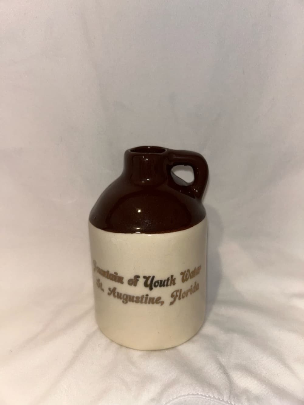 Vintage Fountain of Youth Water Jug St. Augustine Florida, Brown And Cream Color - Thumbnail 4