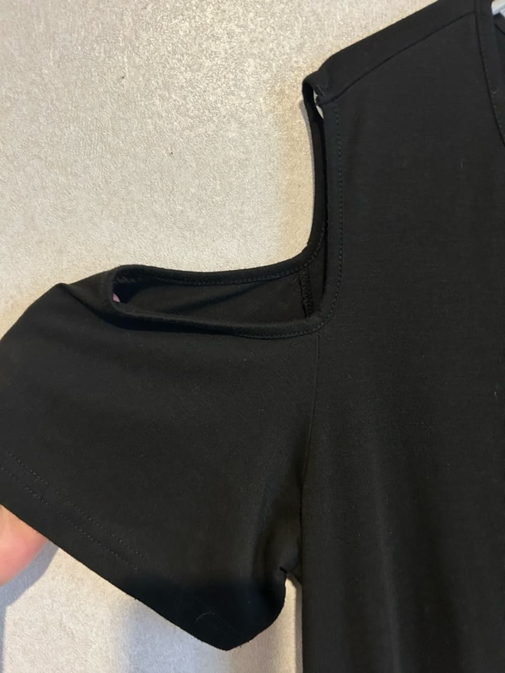 Women’s Cold Shoulder Black Midi Dress With Pockets, Size XL