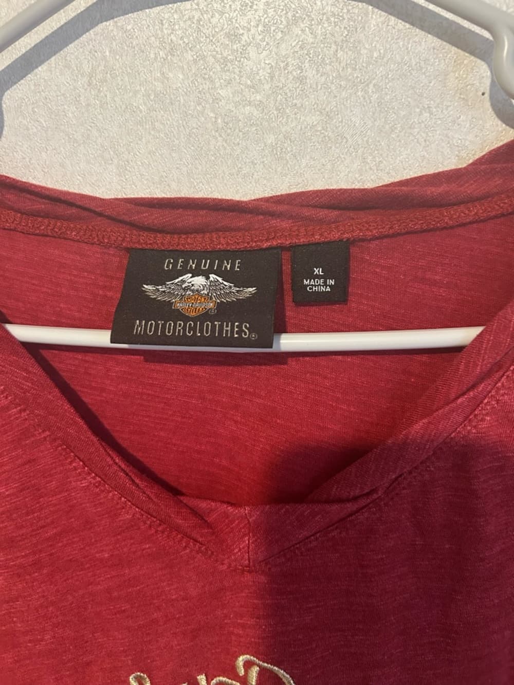 Harley Davidson Embroider HD American Legend Logo Red Long Sleeve Shirt Women XL