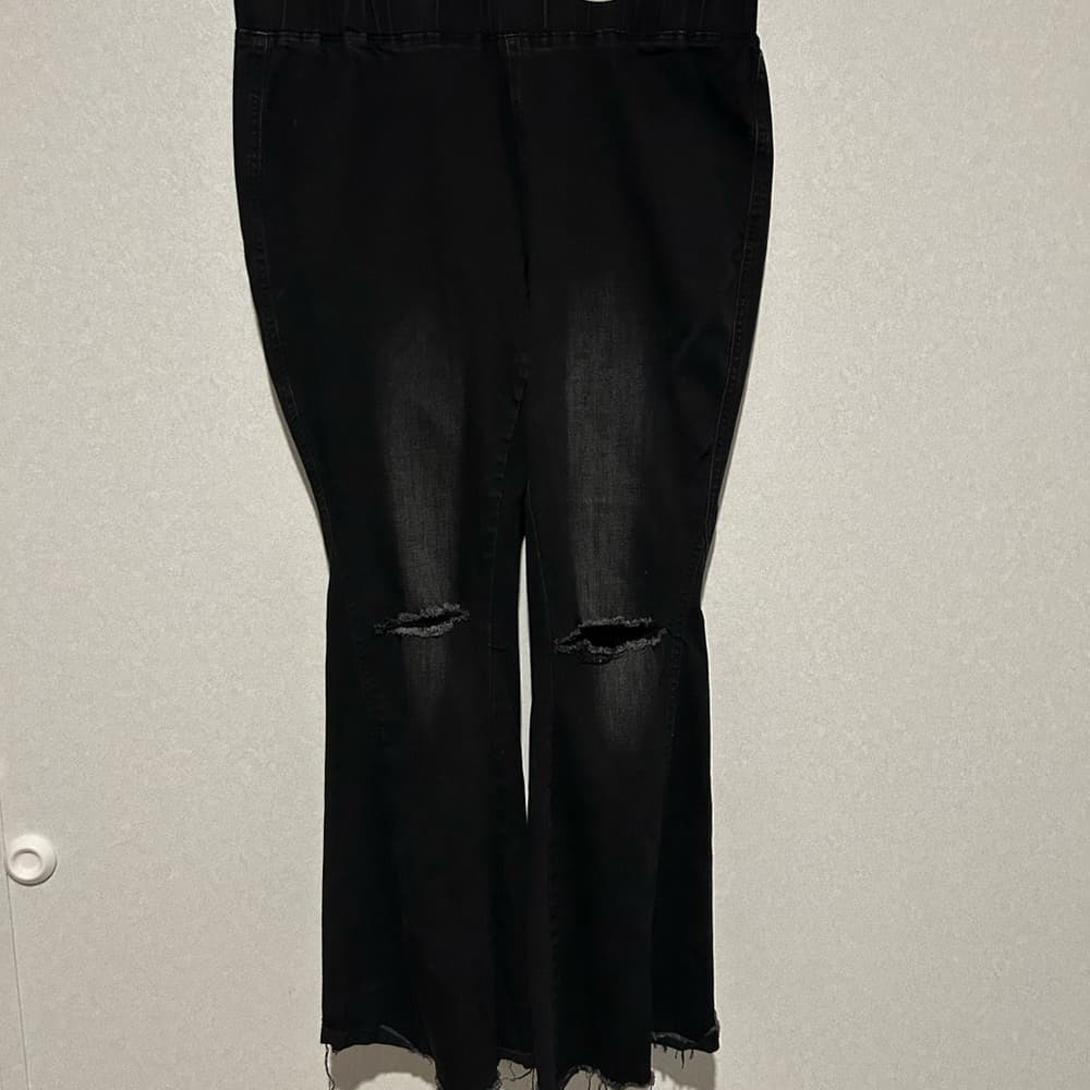 Miranda Lambert Inspired Bell Bottom Jeans, Black With White Was Size 2X - Thumbnail 2