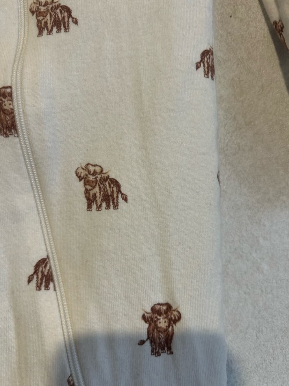 NWOT Baby Girl Or Boy Members Mark Highland Cow Footie PJs With Zip Up
