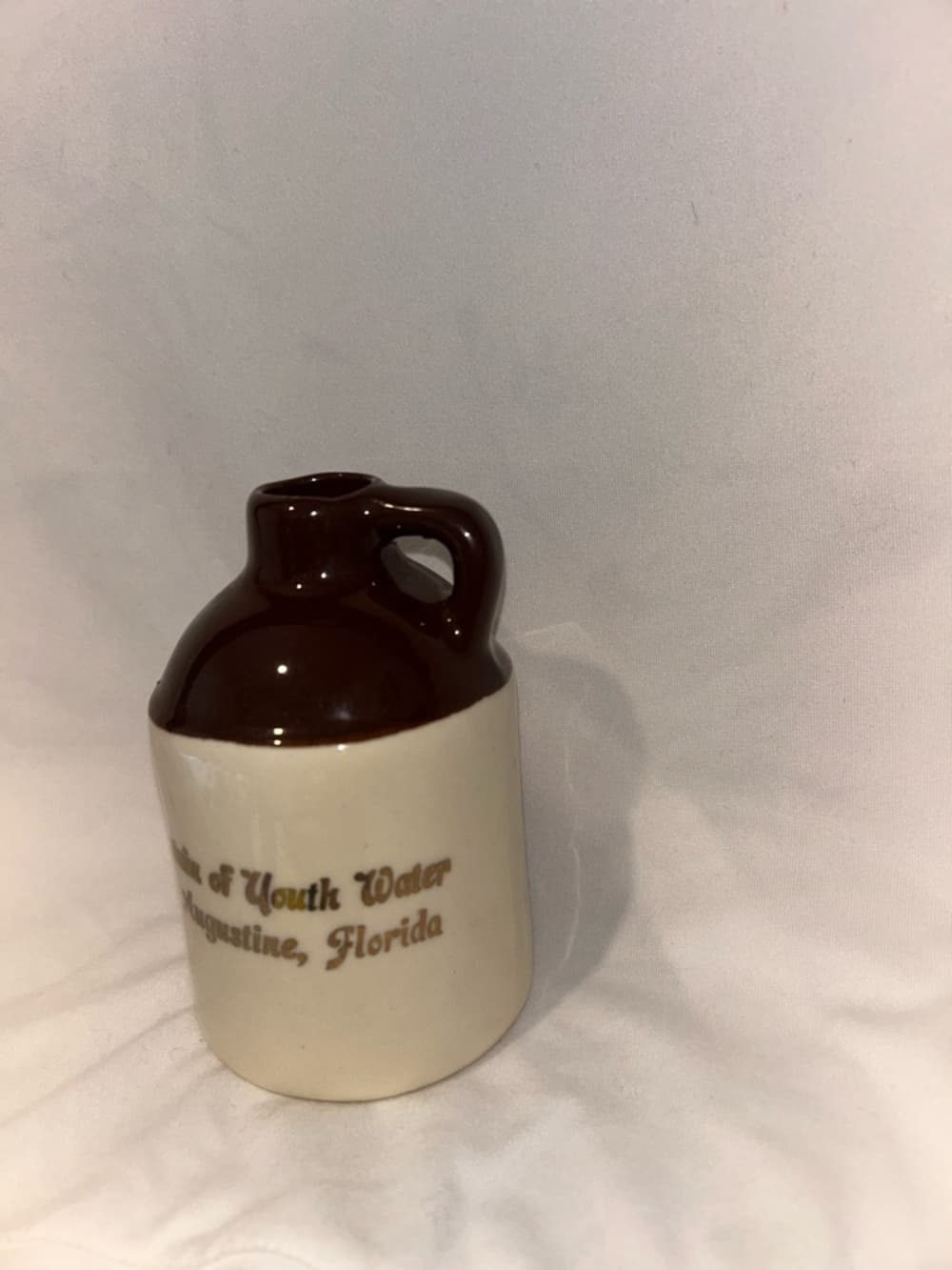 Vintage Fountain of Youth Water Jug St. Augustine Florida, Brown And Cream Color - Thumbnail 2