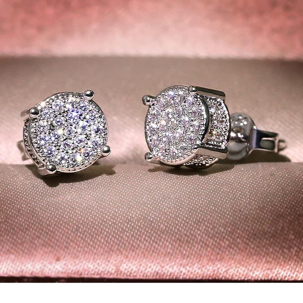 18K White Gold plated womens earrings Square cut cubic zirconia Factory Diamonds - Thumbnail 4