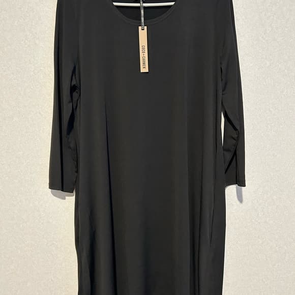NWT Coco And Carmen Long Sleeve Black Dress Midi Knee Length Size L/XL - Thumbnail 4