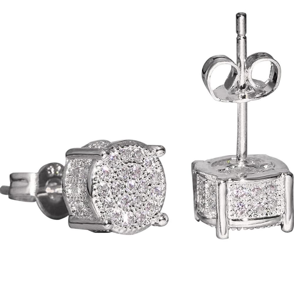 18K White Gold plated womens earrings Square cut cubic zirconia Factory Diamonds - Thumbnail 5