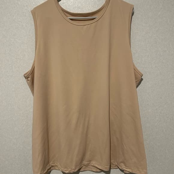 Women’s Plus Size Basic Beige Tank Top, Great For Any Summer Occasion 5XL - Thumbnail 4