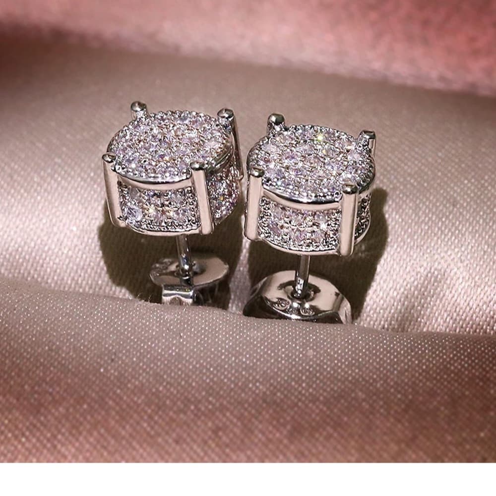 18K White Gold plated womens earrings Square cut cubic zirconia Factory Diamonds - Thumbnail 3