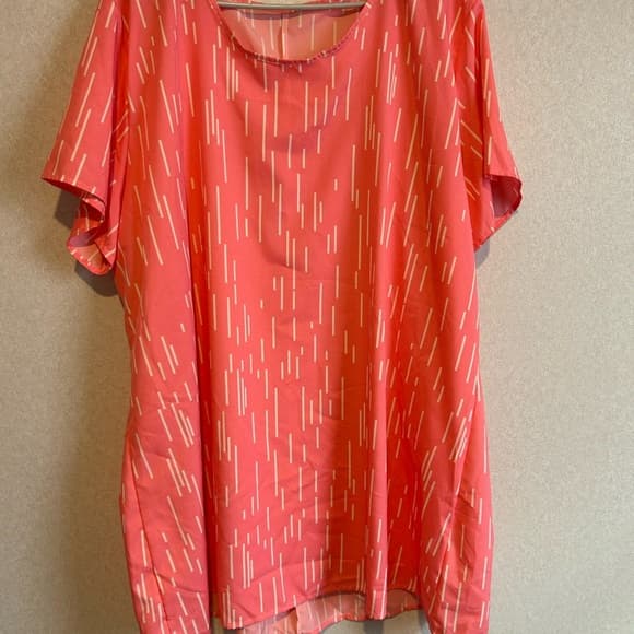 Women’s Plus Size Blouse Or Short Dress, Versatile, Pink And White, Size 5XL - Thumbnail 4