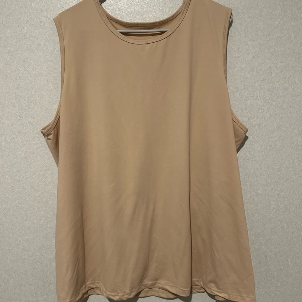 Women’s Plus Size Basic Beige Tank Top, Great For Any Summer Occasion 5XL - Thumbnail 3