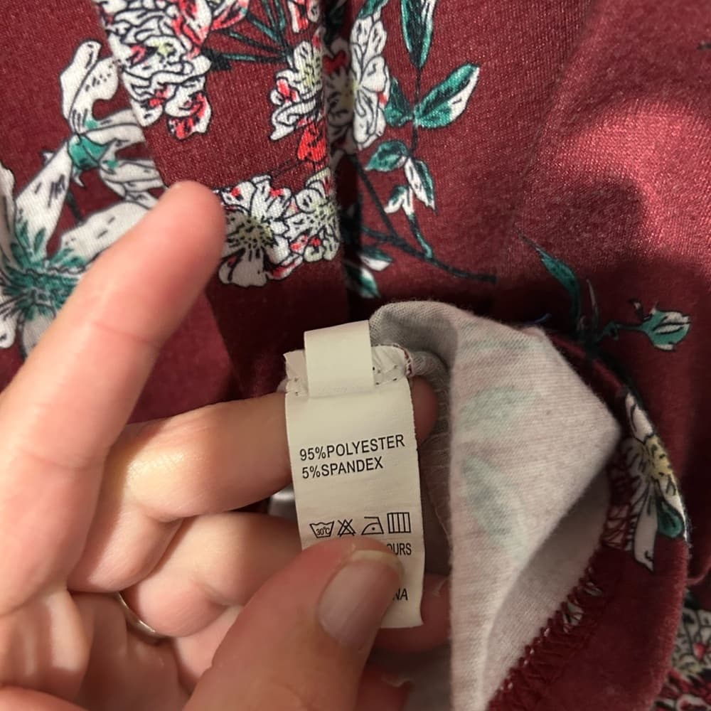 Women’s Plus Size Tank Top With Square Neck Maroon And Floral Size 5XL - Thumbnail 2