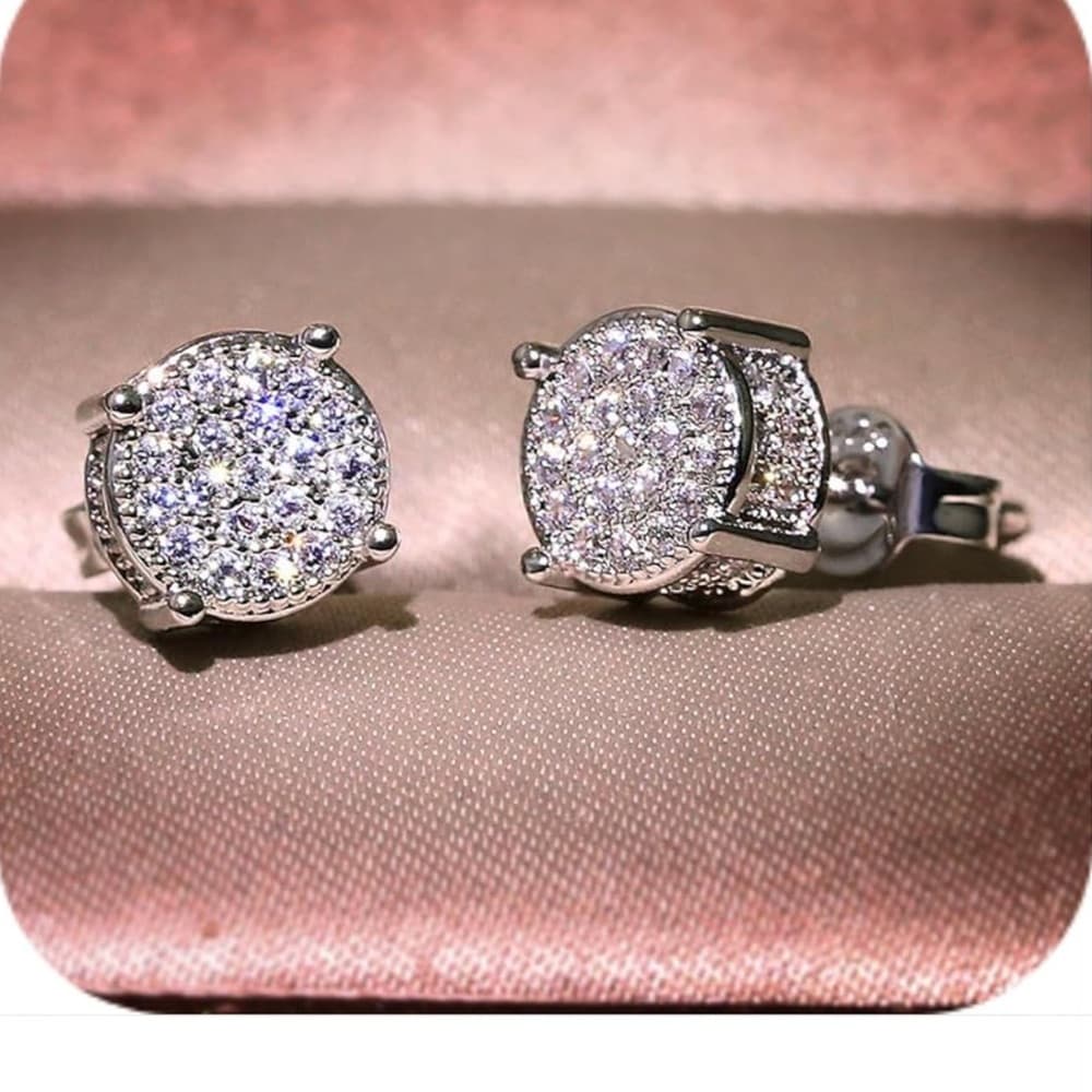 18K White Gold plated womens earrings Square cut cubic zirconia Factory Diamonds - Thumbnail 6