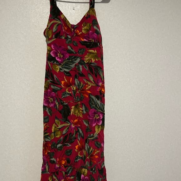 Women’s Floral Summer Dress, Lightweight, Plus Size 16, Burgundy Floral - Thumbnail 4