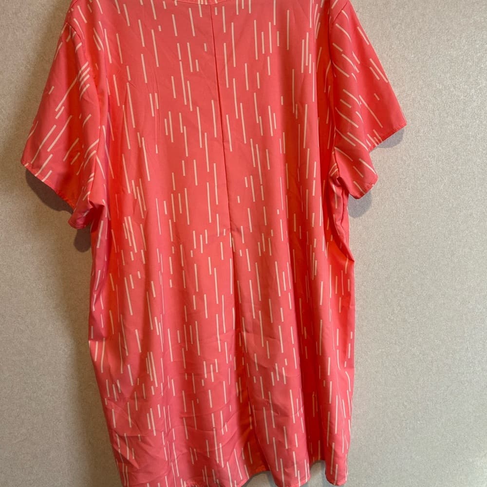 Women’s Plus Size Blouse Or Short Dress, Versatile, Pink And White, Size 5XL - Thumbnail 2