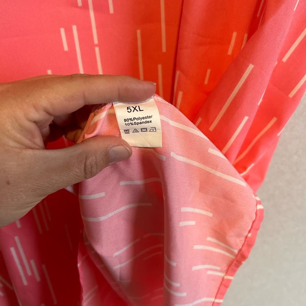 Women’s Plus Size Blouse Or Short Dress, Versatile, Pink And White, Size 5XL