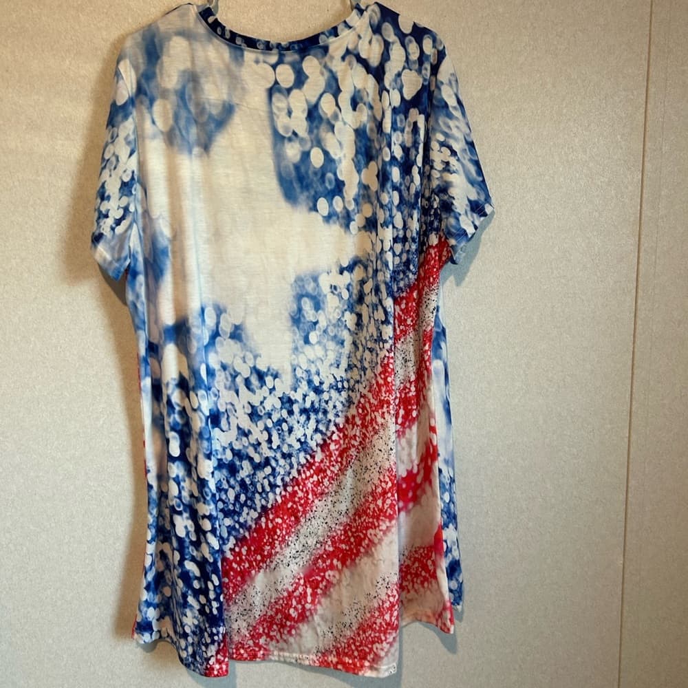 Women’s Plus Size Fourth Of July Tee Shirt Dress, Great For Summer Size 4XL - Thumbnail 2