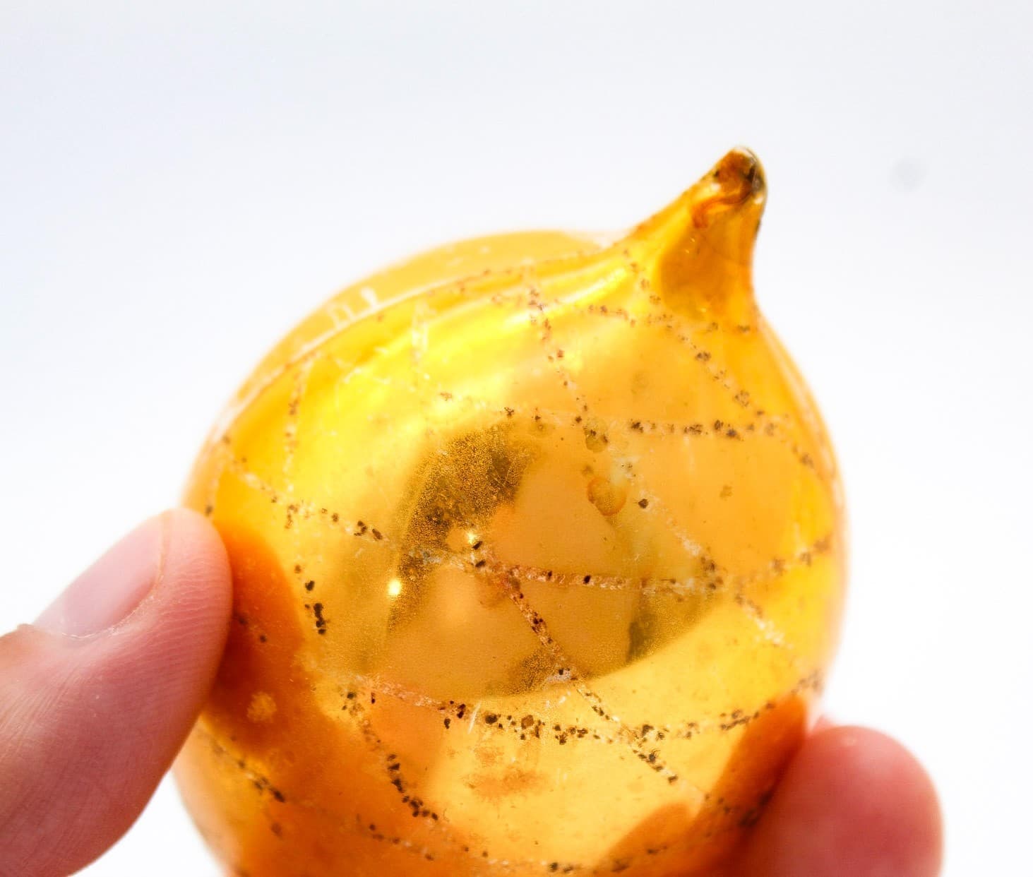 Vintage Poland Mercury Glass Teardrop Gold Poinsettia Christmas Ornament - Thumbnail 6