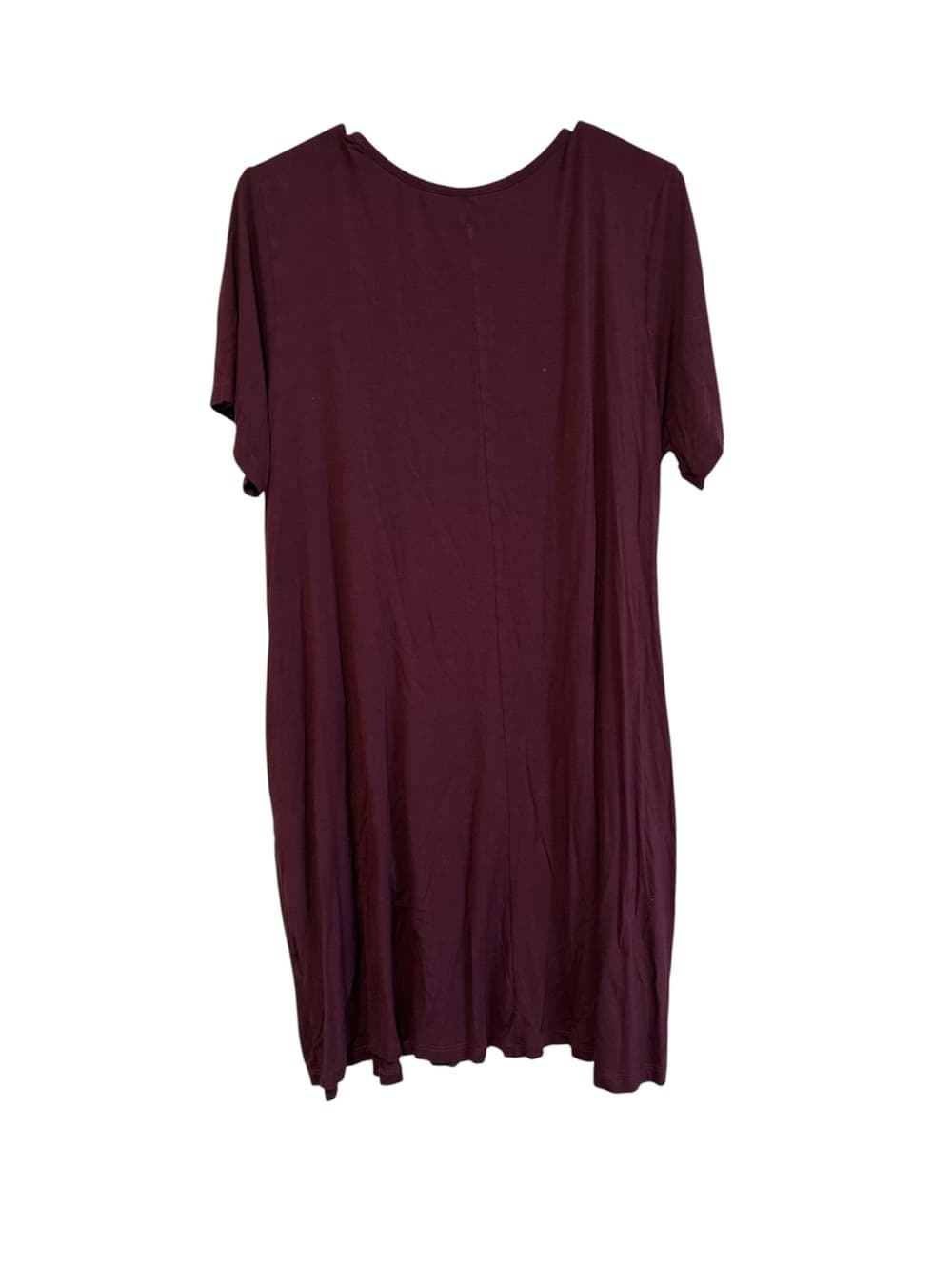 Women’s Maroon Summer Dress, Lightweight, Short Sleeves, Round Neck, Size XL