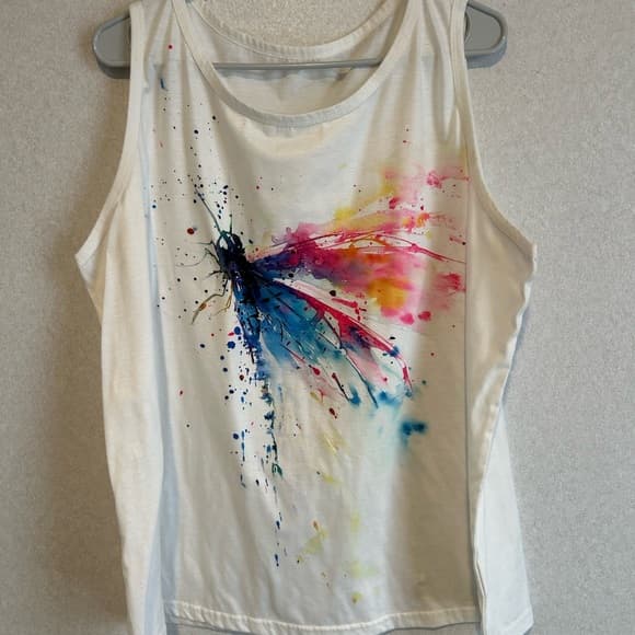 Women’s Plus Size Tank Top, Multicolored, Dragonfly Abstract, Size 5XL - Thumbnail 4