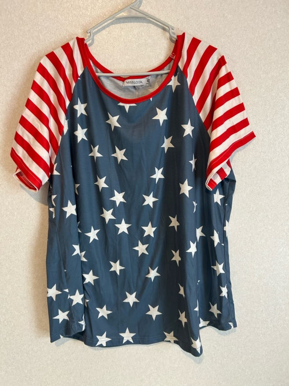 Women’s Flag Short Sleeve Tee Shirt, Fourth Of July Size XL - Thumbnail 3