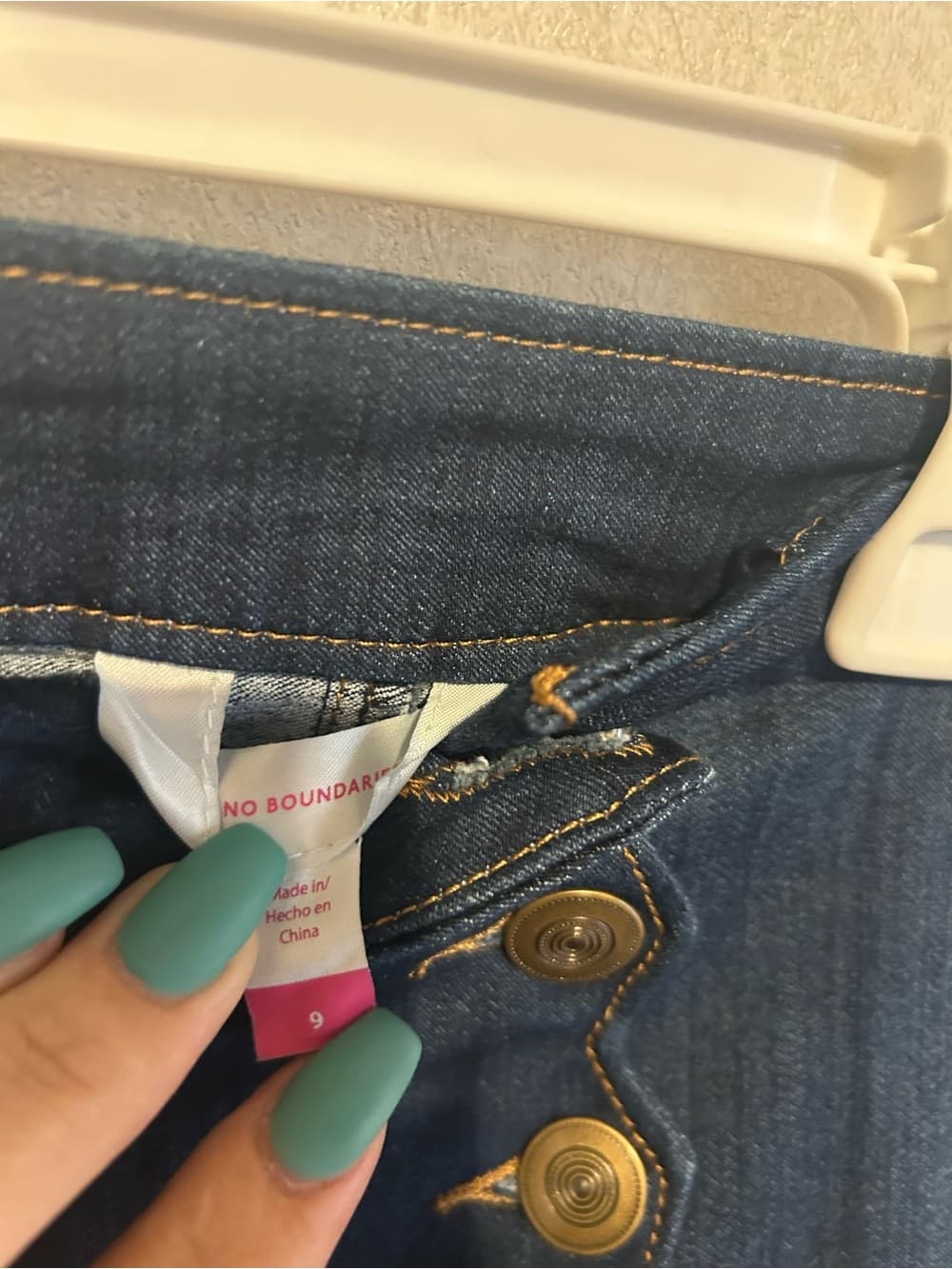 Girls Blue Jean Shorts With Button Accents On Both Sides, Size 9