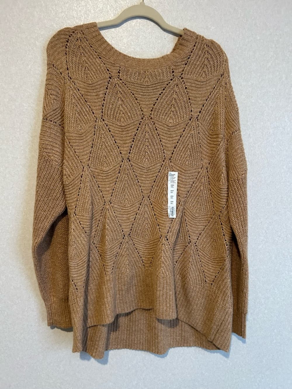 Women’s Plus Size Knitted Sweater, NWT, Brown, Long Sleeve, Size XXL - Thumbnail 4