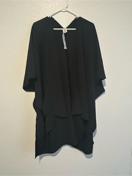 NWT Time and Tru Women's One Size Knit Cape Poncho Black L-XL Open Front - Thumbnail 5