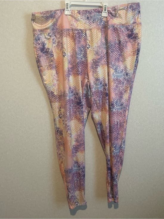 Women’s Plus Size Snake Print Leggings, Ankle, Pink And Purple, Size 3X - Thumbnail 5