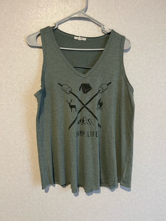 Women’s Hunter Green Camp Tank Top With Bow Cross Design, Size Large - Thumbnail 4