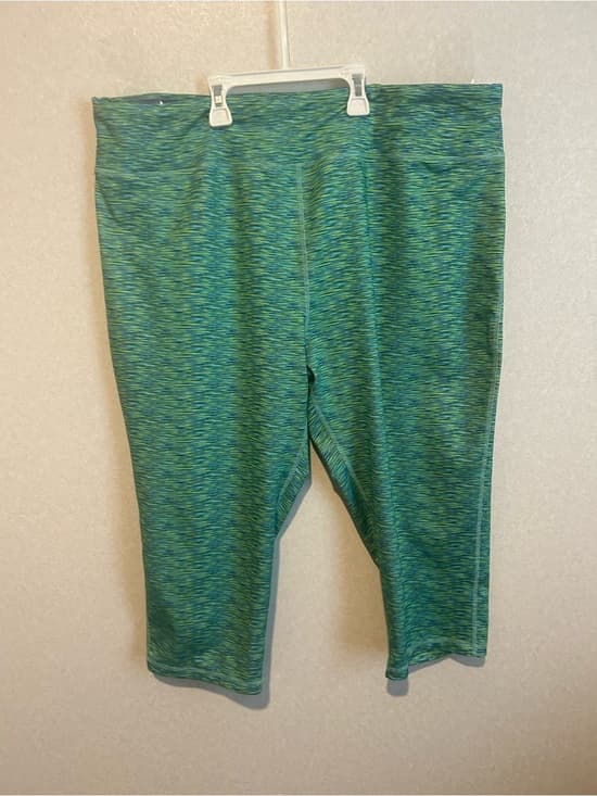 Women’s Plus Size Capri Leggings, Green And Blue With Stretch Size 3X - Thumbnail 5