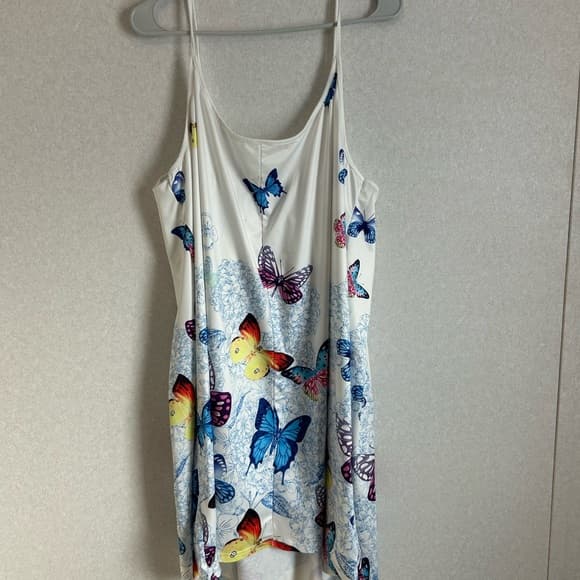 White Butterfly Print Slip Dress - Women Tops - Thumbnail 4