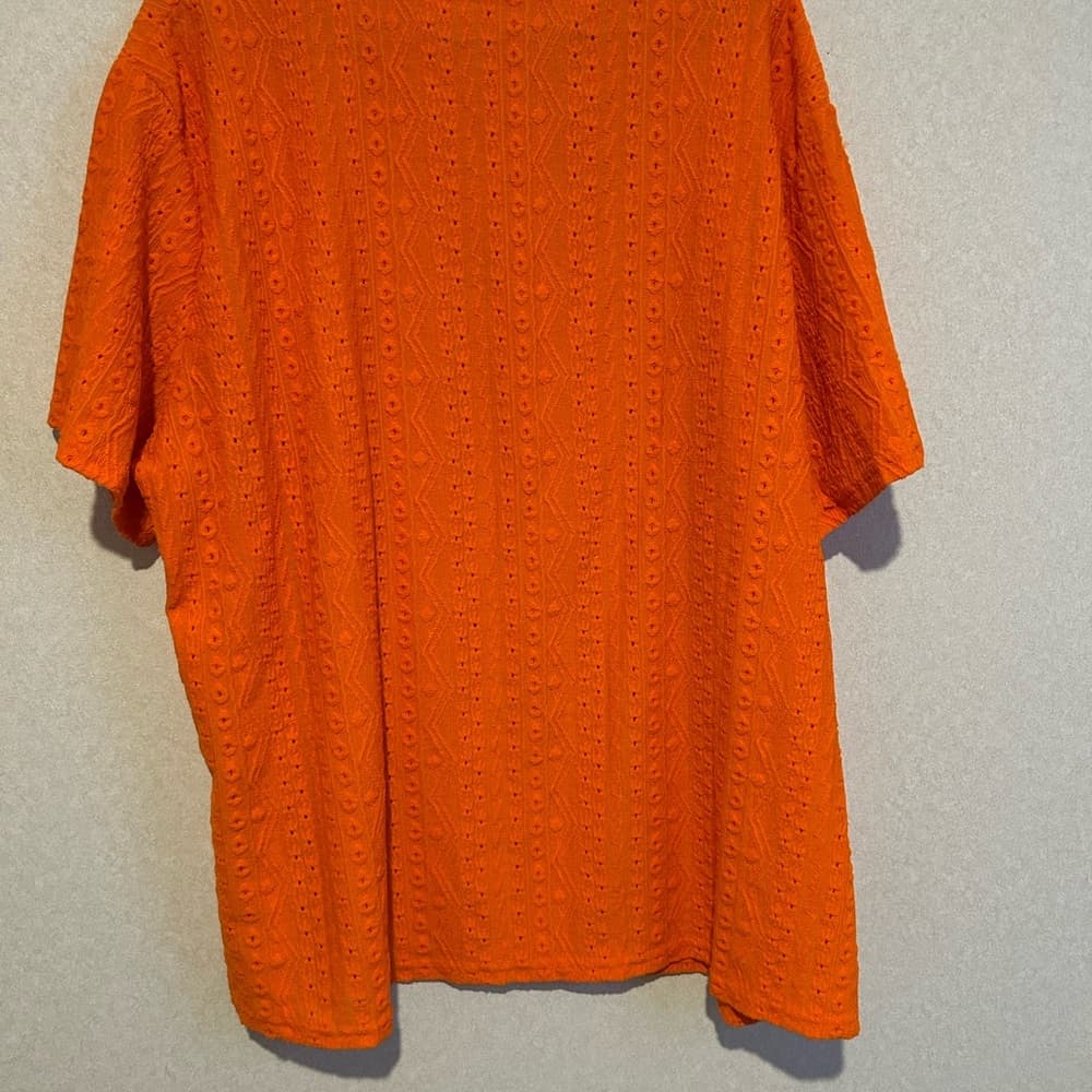 Women’s Plus Size Blouse, Orange, Lace Design, Poly And Spandex, Size 5XL - Thumbnail 2