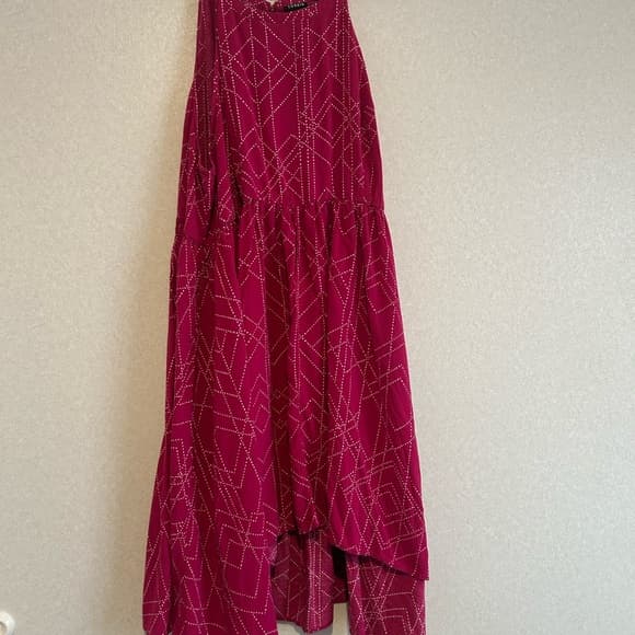 Women’s plus Size Midi Dress, High Low, Pink With White Polka Dots, 4XL - Thumbnail 4