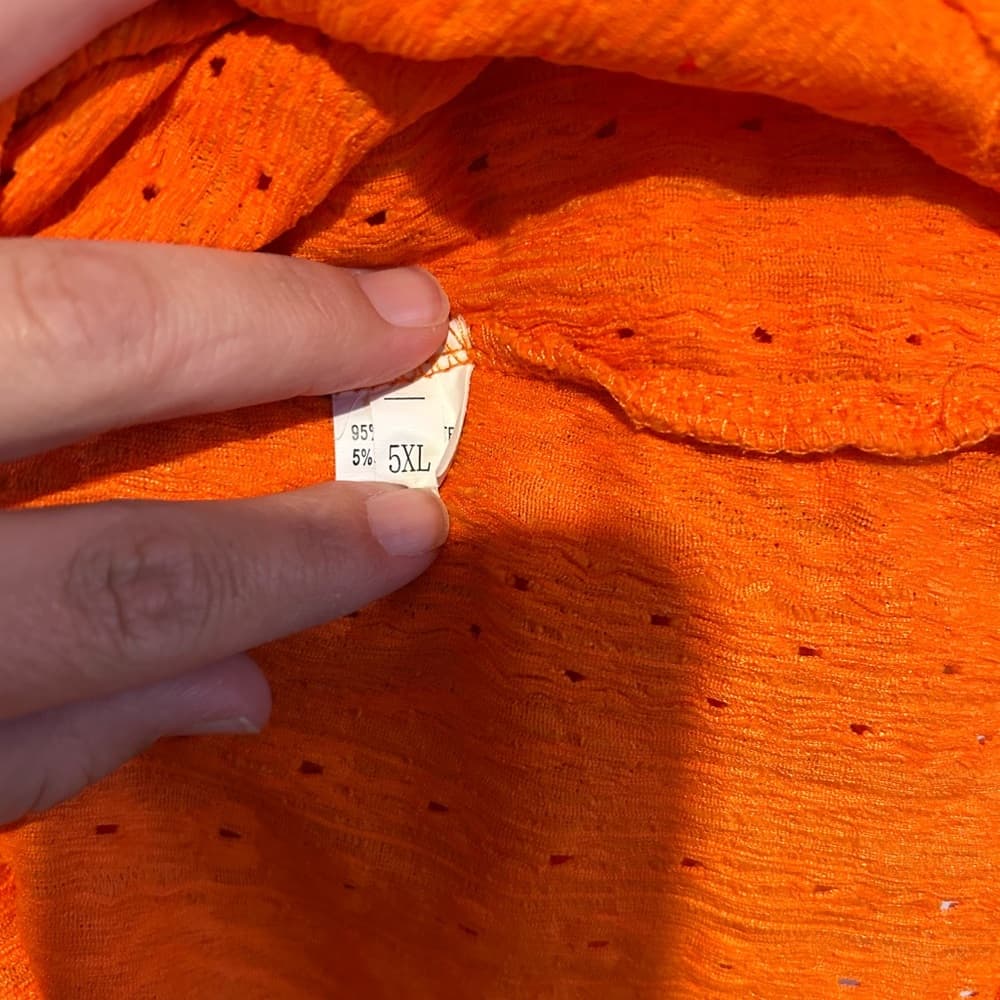 Women’s Plus Size Blouse, Orange, Lace Design, Poly And Spandex, Size 5XL